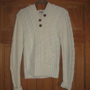 Arizona Jean Company White Cable Knit Hooded Sweater